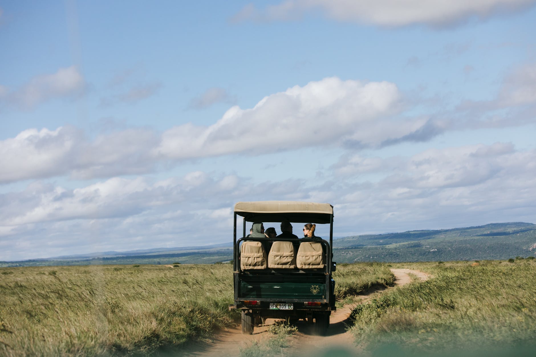on a safari vehicle in Africa